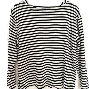 MASAI Copenhagen Womens Top Medium Black Ivory Striped Casual